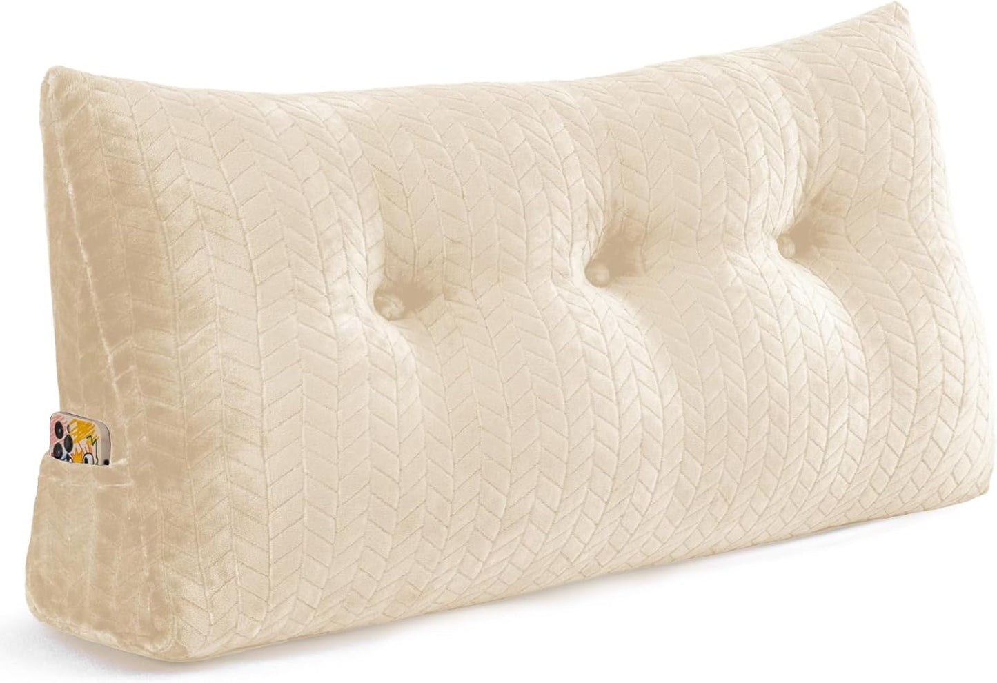 Large Bolster Triangular Headboard Pillow Large Reading Pillow Bed Wedge Pillow for Headboard Backrest Positioning Support Queen King with Removable Cover