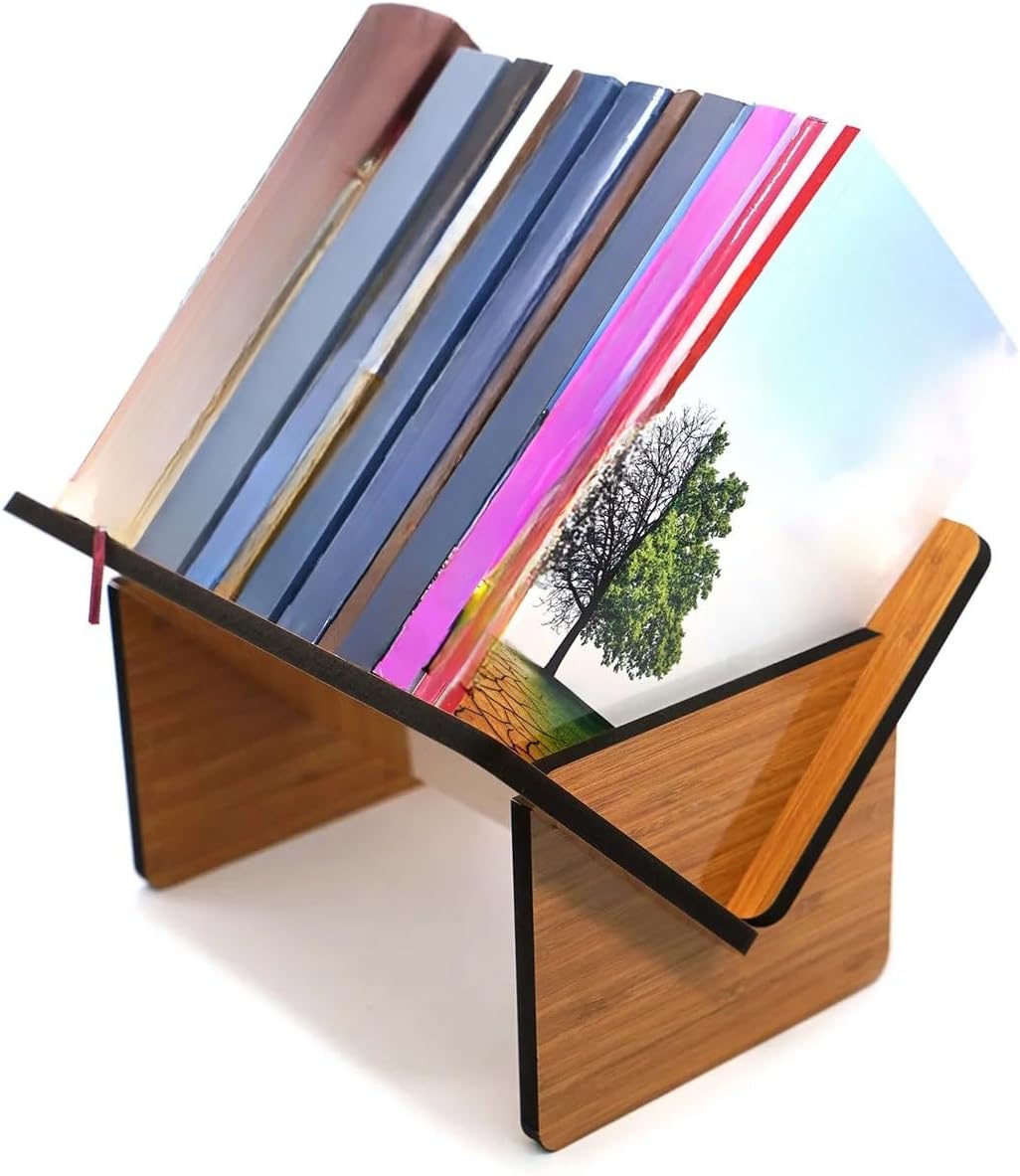 Desktop Wooden Book Stand, Tabletop Book Holder Organizer, Rustic Design