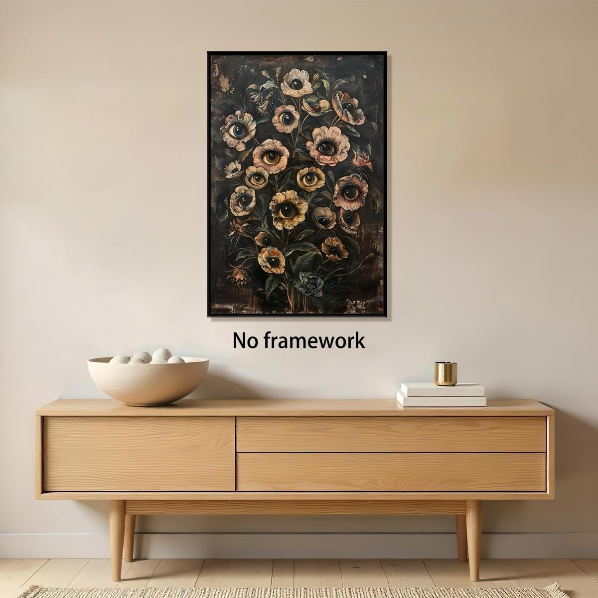 Botanical Gothic Posters Victorian Goth Wall Art Witchy Dark Cottagecore Room Home Decor Macabre Canvas Print Surreal Collage Forestcore Pictures Painting for Bedroom 16x24inch Unframed