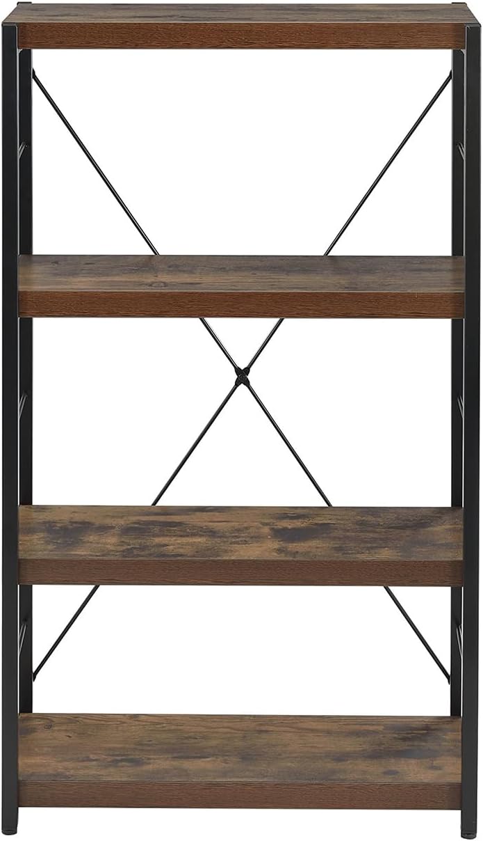 Acme Bob 4 Shelf Wooden Bookcase in Weathered Oak