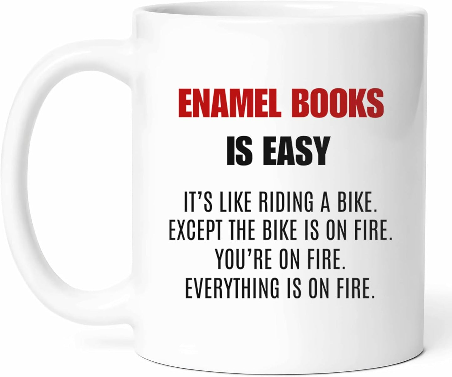Enamel Books Is Easy Mug - Literary Collector Coffee Cup - Bookworm Funny Gift From Friends - Reading Tea Mugs - Literature Lover Cups - 11 Oz Ceramic Gifts For Book Enthusiasts, Birthday, Him, Her