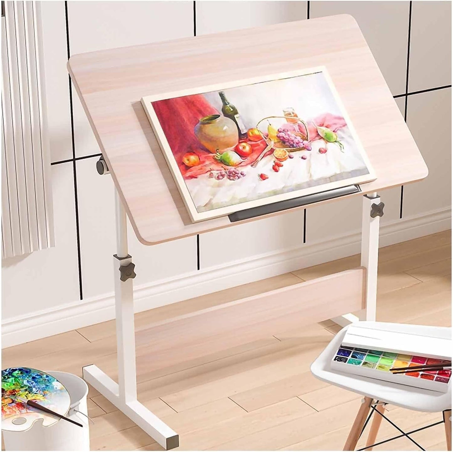 Drawing Tilting Tablet,Drafting Table,Extra Large Artist Drafting Table with Tilting Tabletop Height Adjustable Artist Drawing Desk Painting Table for Studio, Art Craft, and Writing(Style 1,