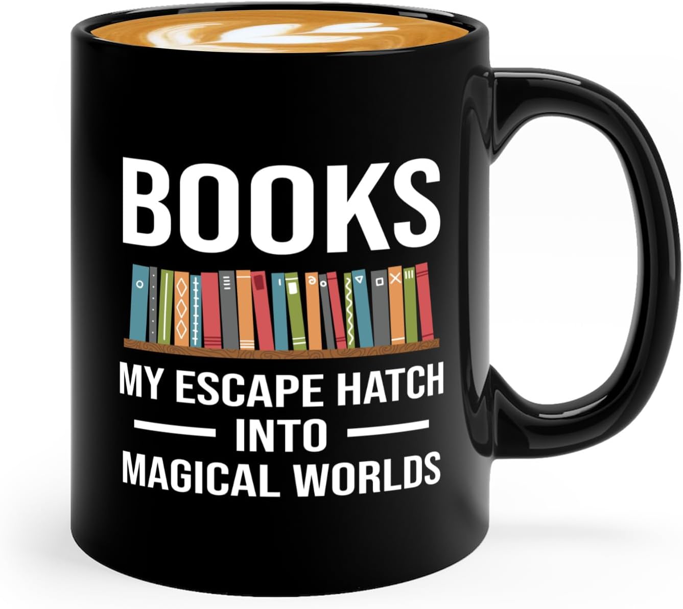 Book Lover Coffee Mug 11oz Black -Escape Hatch - Writer Editor Bookish Librarian Bibliophile Bookish Grammar Philosophers