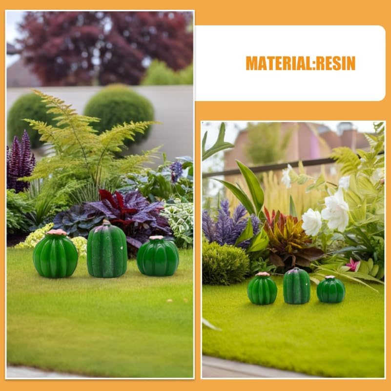 Garneck 24Pcs Miniature Artificial Cactus Figurines Small Resin Green Cacti Cake Toppers for Home Decor Fairy Garden Dollhouse Micro Landscape