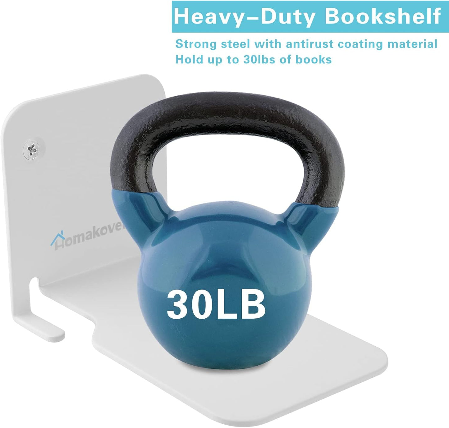 Invisible Floating Bookshelves, Heavy-Duty Book Organizers, Wall Mounted Bookshelf, Iron Storage Shelves for Bedroom, Living Room, Office (Small) (4 Pieces, White)