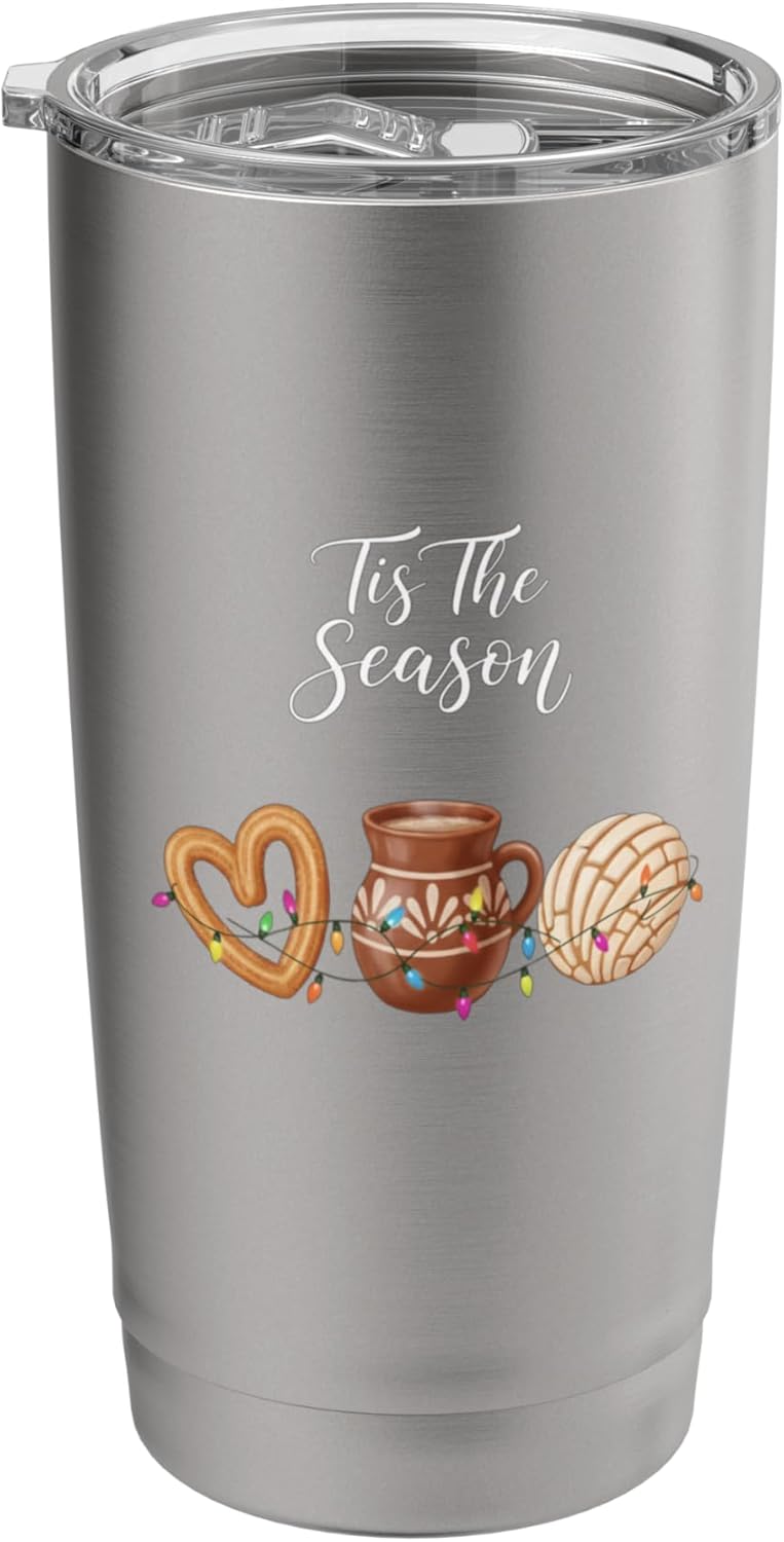 Tis The Season Latino Christmas Kids Pan Dulce Hot Cocoa Stainless Steel Insulated Tumbler