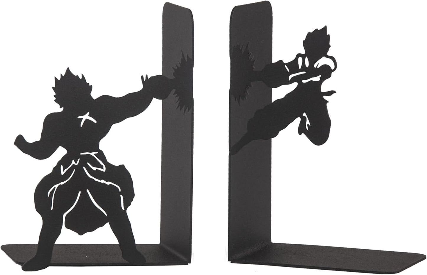 Anime Battle Scene Metal Bookends, Superhero Heroes Book Ends for Kids, MangaThemed Book Holders, Dragon Fighters Anime Heros Bookends Gift for Kids, Animation Heroes Book Stand