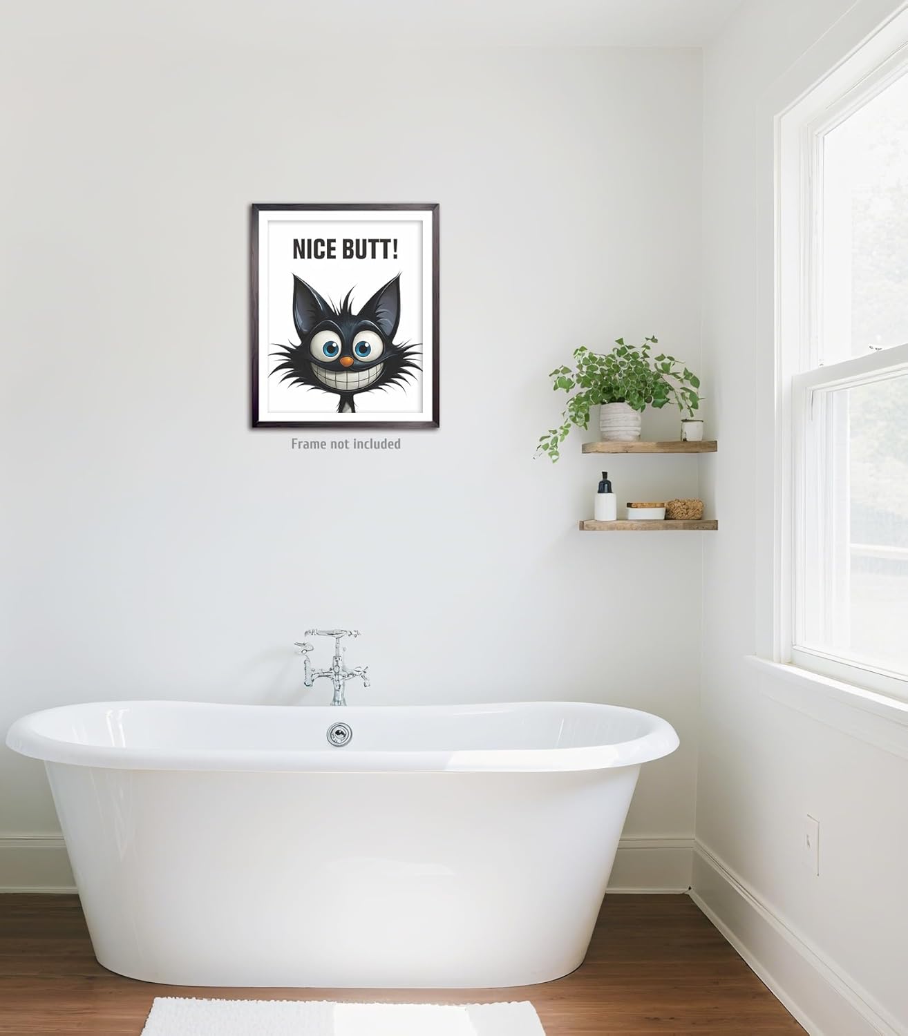 heshengzaixian Funny Bathroom Quotes Prints,Nice Butt Wall Art Poster, Cheeky Cat Decor Artwork Picturefor Toliet, Humorous home decoration Set of 1 8" x 10"UNFRAMED