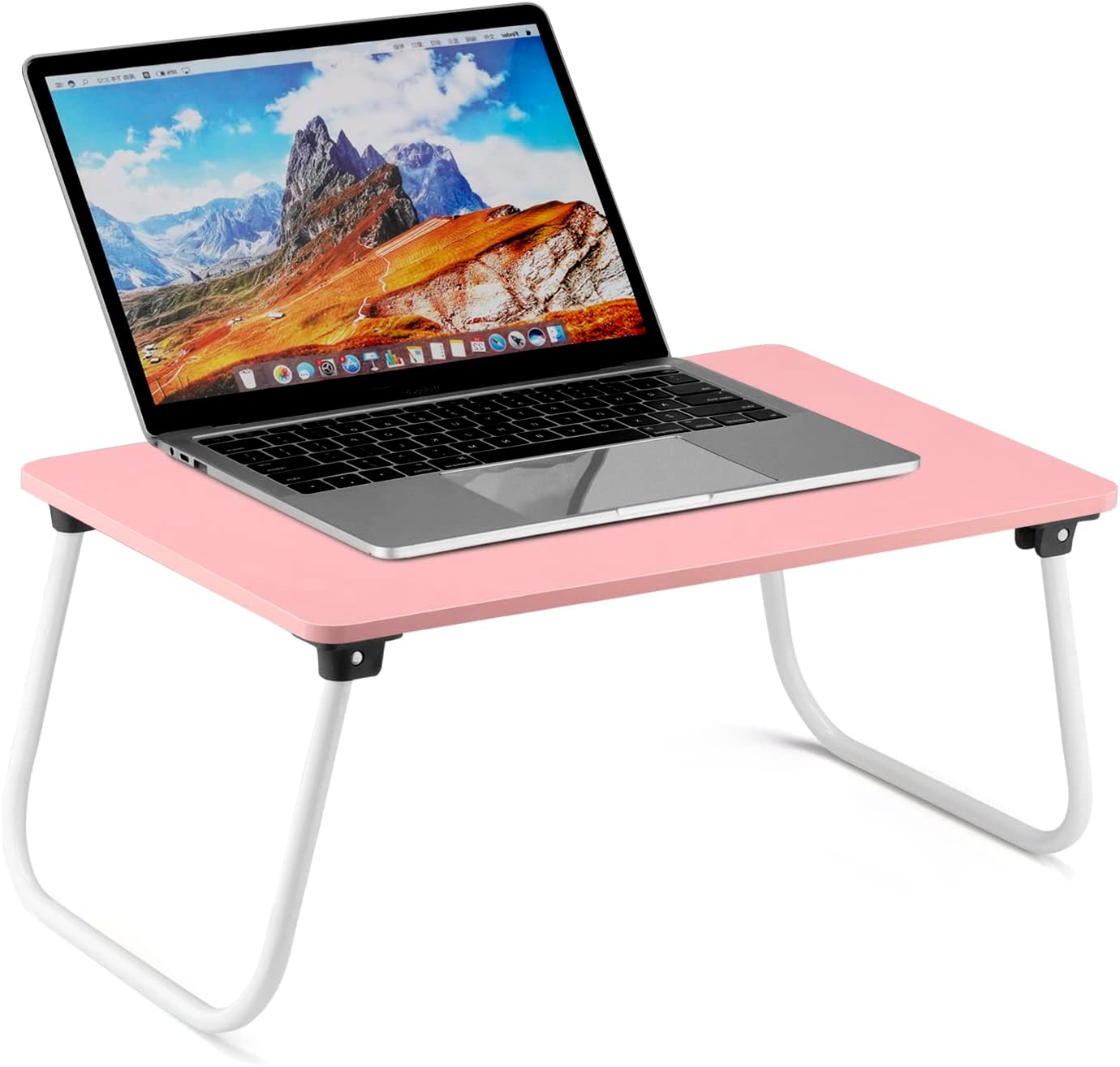 Ruxury Folding Lap Desk Laptop Stand Bed Desk Table Tray, Breakfast Serving Tray, Portable & Lightweight Mini Table for Sofa Couch Floor - Pink