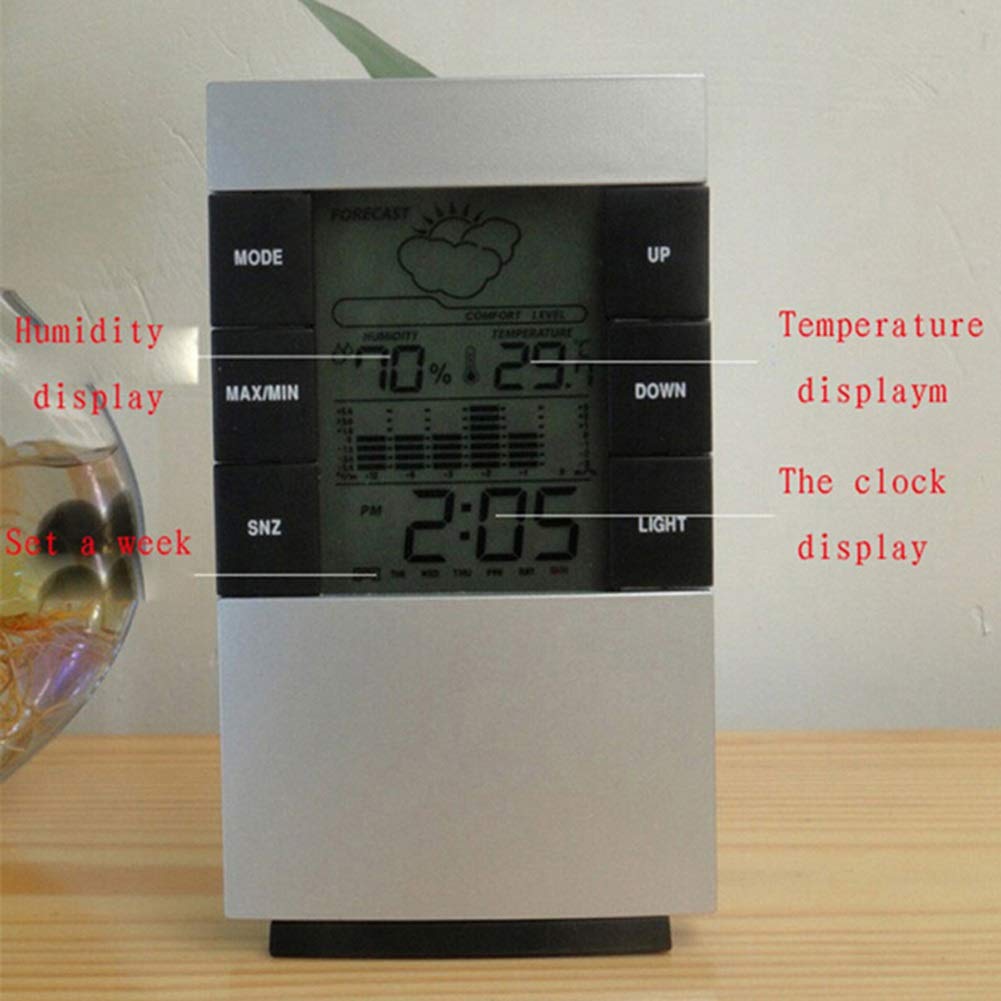 Multifunctional High Precision Indoor Digital Thermometer Hygrometer Alarm Clock Calendar