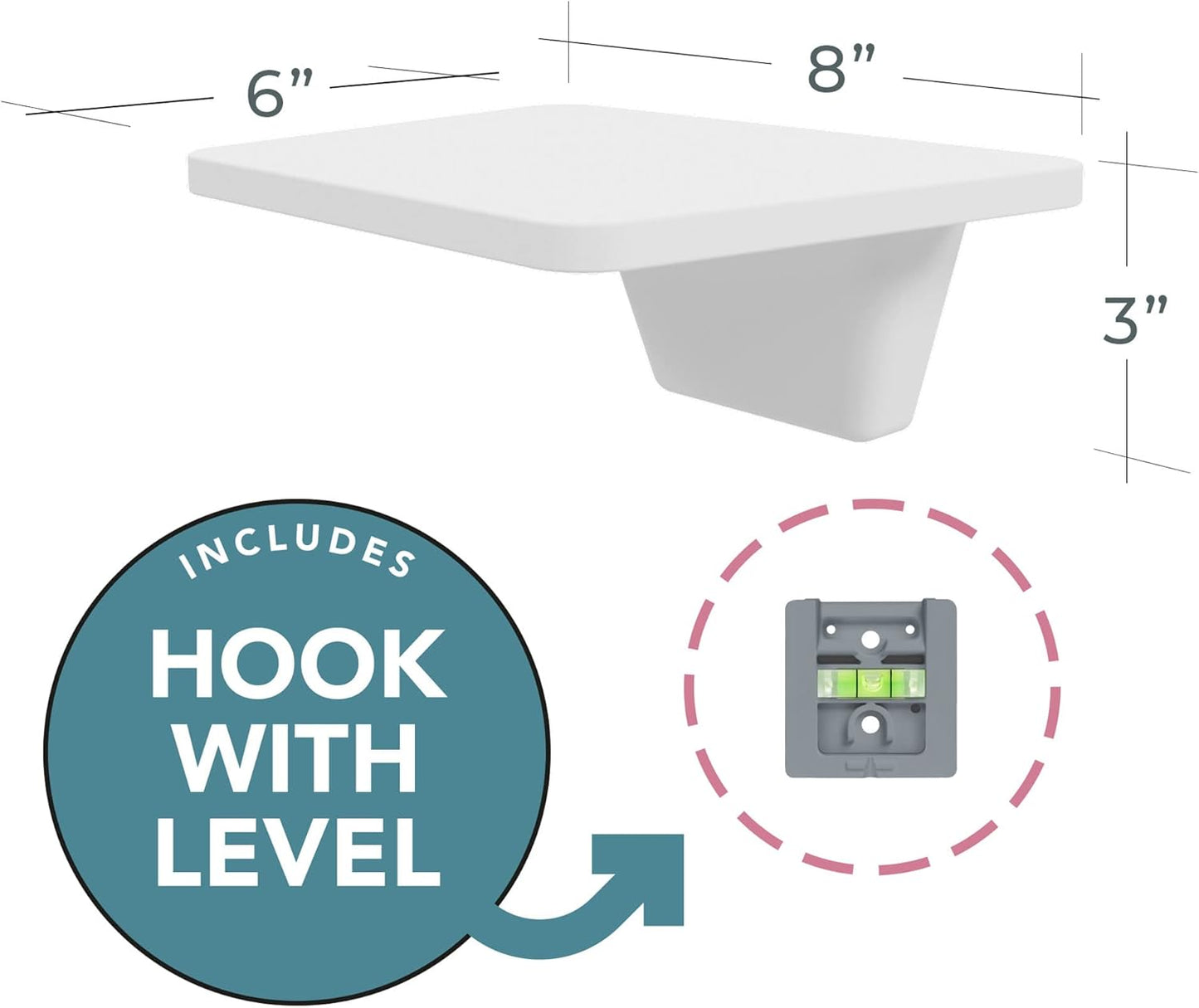 White Small Floating Shelf Set of 2 - for Wall with No Drill Option [ Adhesive ]