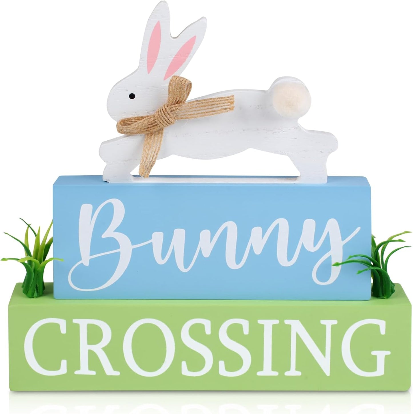 Easter Wooden Decorations, Bunny and Crossing Signs with Rustic Design, Spring Holiday Home Decor