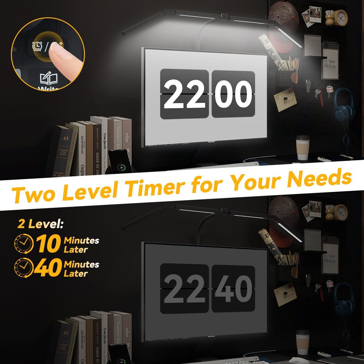 Adjustable LED Desk Lamp – Stepless Dimming & Color Temp Remote Control, Eye-Caring 4 Large Bright Light Souce for Home Office, Flexible Neck, Clamp Base, 5 Lighting Modes for Reading, Computer, DIY