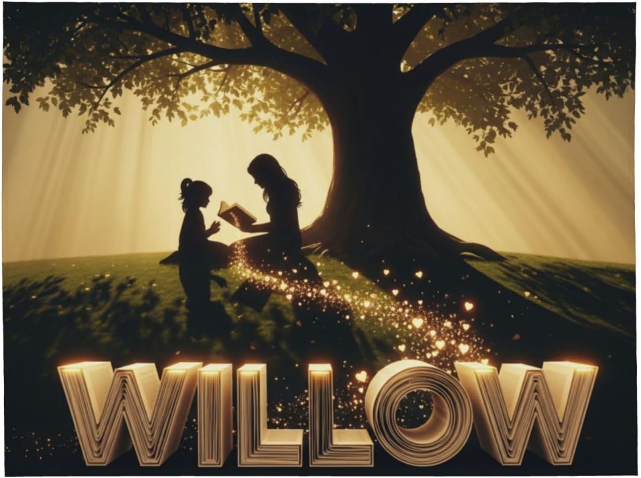 Personalized Willow Blanket Custom Name Throw for Girls Women - Soft Cozy Fleece Blanket with Mother Daughter Reading Tree - Unique Book Lover Gift for Birthday, Christmas