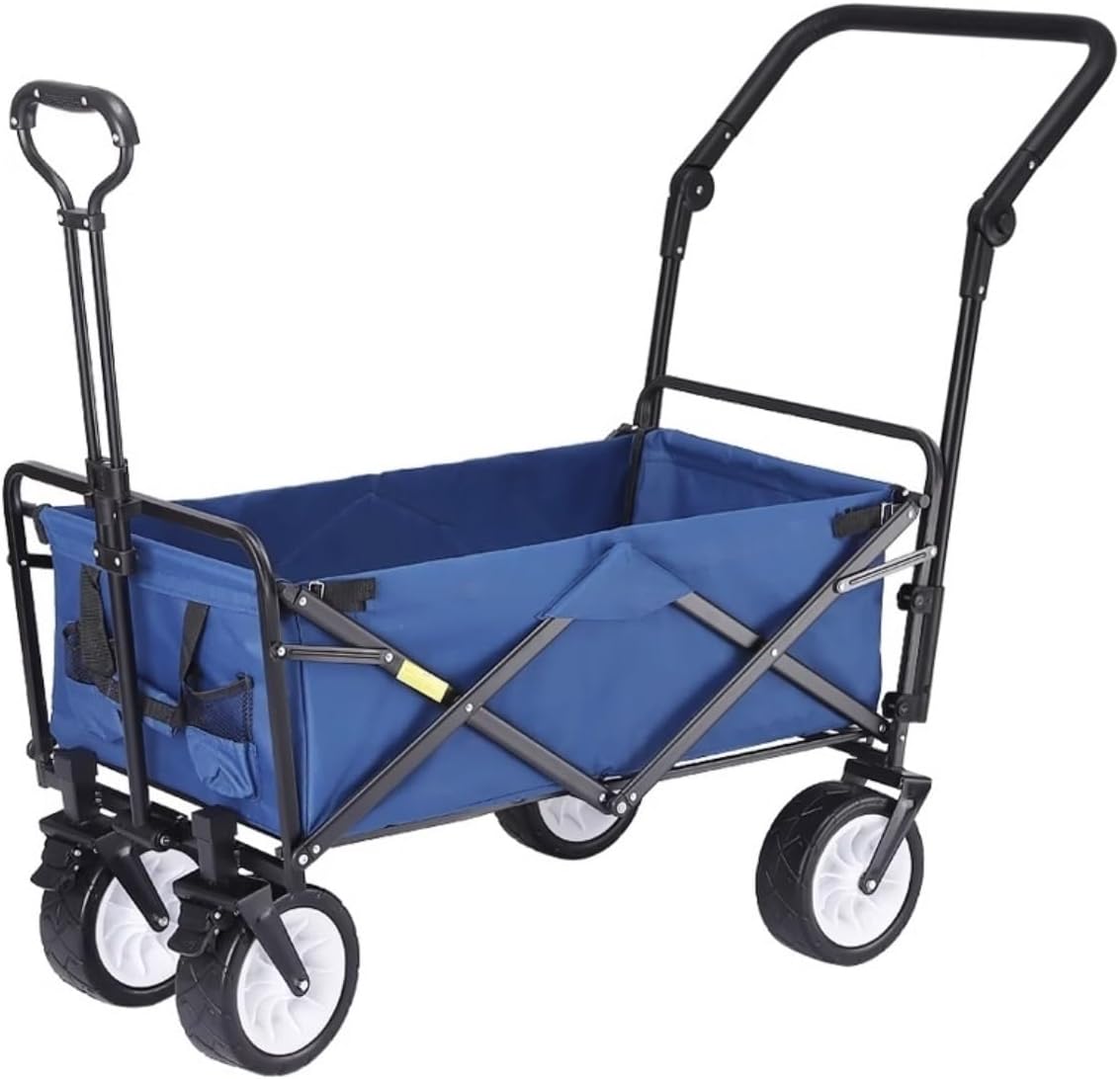 Portable Camping Cart,Heavy Duty Folding Camping Beach Wagon with 4 Wheels Outdoor Garden Shopping Cart for Fishing Pull Truck and Festivals
