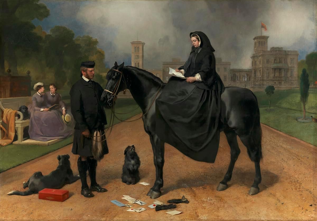 Queen Victoria at Osborne Reading a Letter Horseback Black Horse Painting by Sr. Landseer London Artist 7"X10" Image Size on Matte Paper Fine Art Print Poster Shipped Rolled-up
