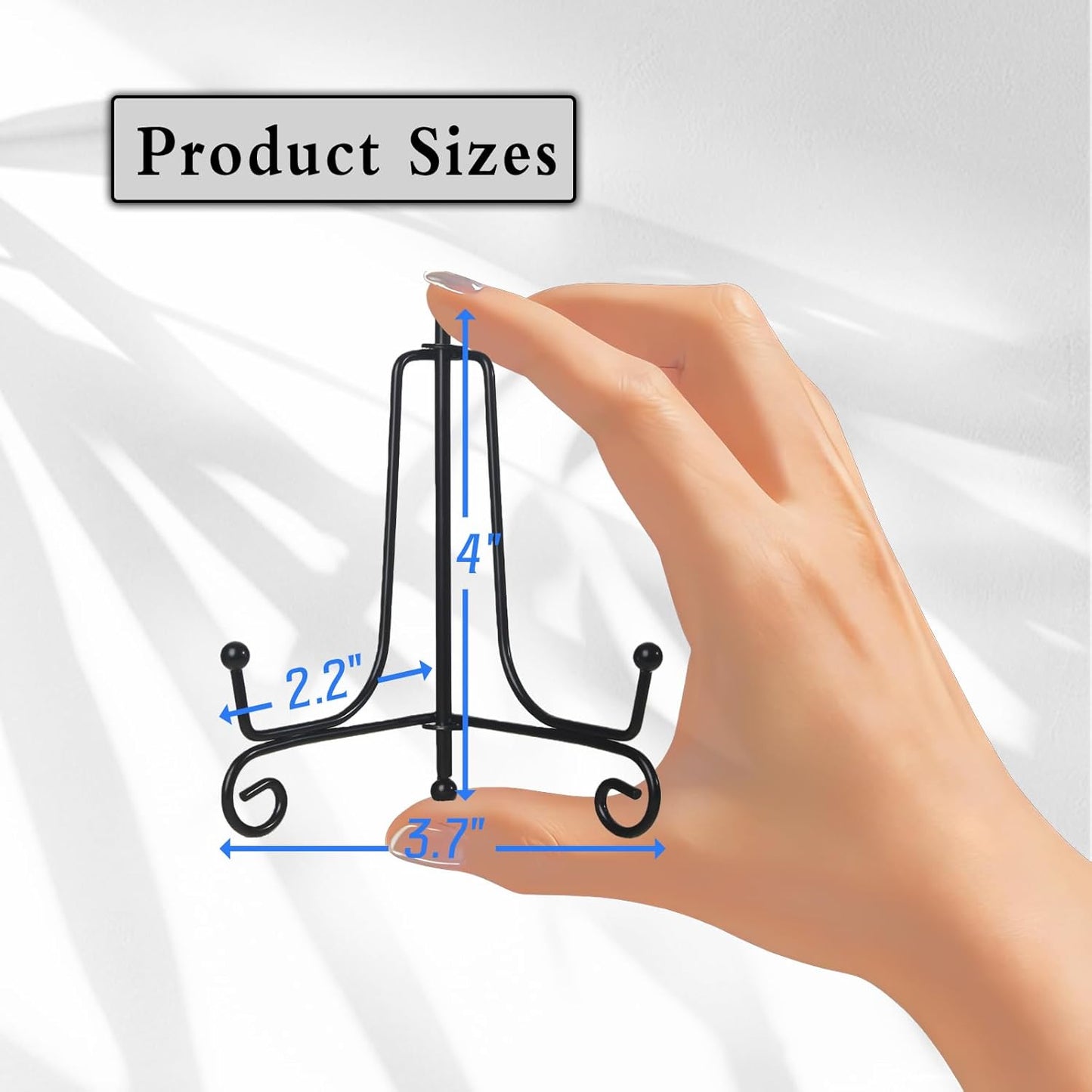 12 Pack Iron Display Stands, 4 Inch Black Plate Holder Easel for Display, Decorative Tabletop Frame Picture Stand for Book, Collectibles, Card and Arts