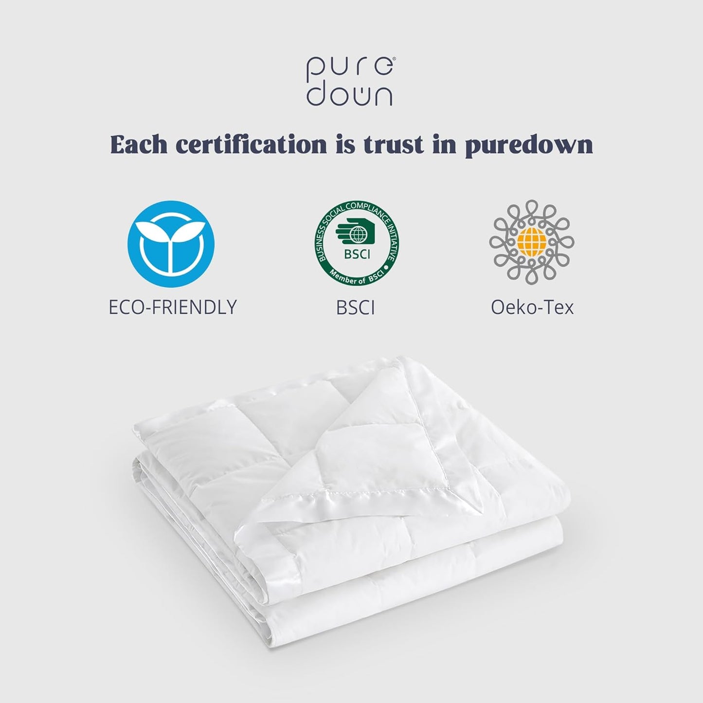 puredown® Blankets Queen Size - Soft Lightweight Down Blanket for Bed, Cozy Warm Luxury Bed Blanket with Satin Trim, White (90"X90")
