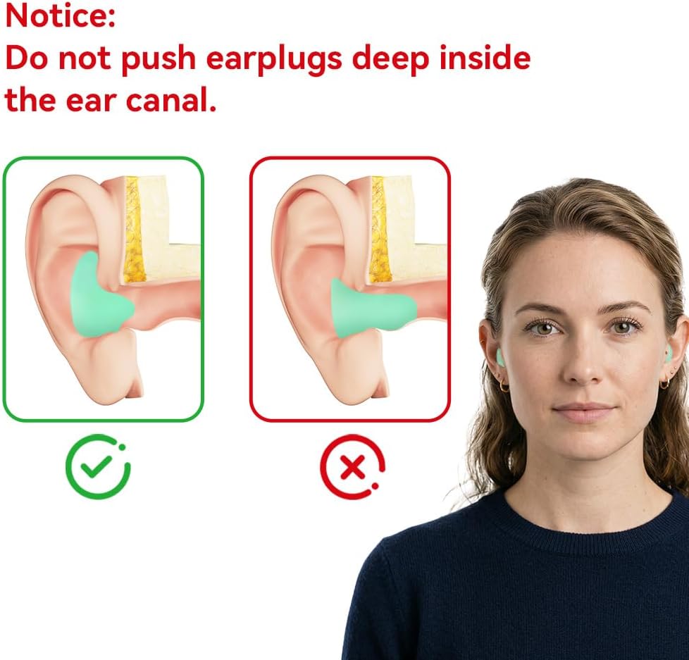 LYSIAN Soft Moldable Silicone Earplugs, 5 Pairs, 27dB SNR Noise Cancelling Ear Plugs for Swimming, Sleeping, Reading (Green)