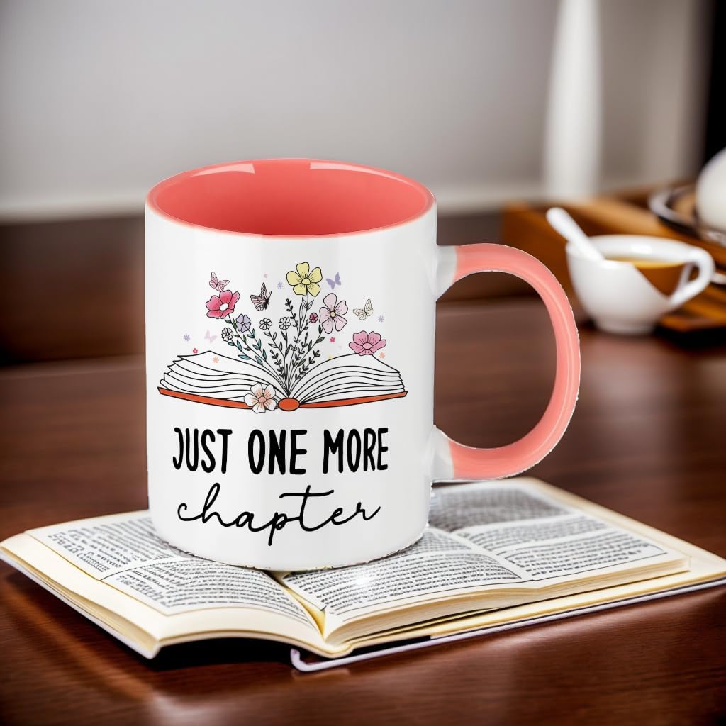 Book Lovers Gifts - Just One More Chapter Mug, Birthday Gifts for Women, Librarian Mug