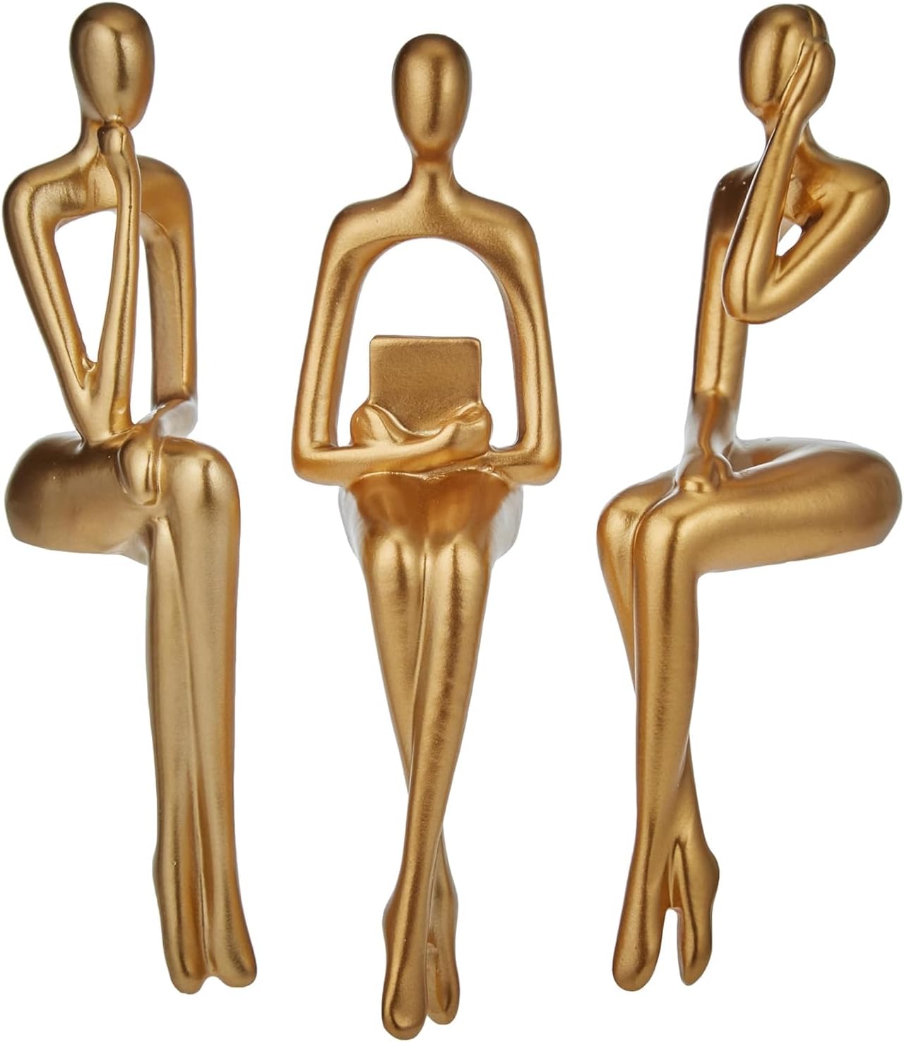XINXUAN Gold Statue Home Decor - Modern Bookshelf & Desk Decor - 3 Piece Set