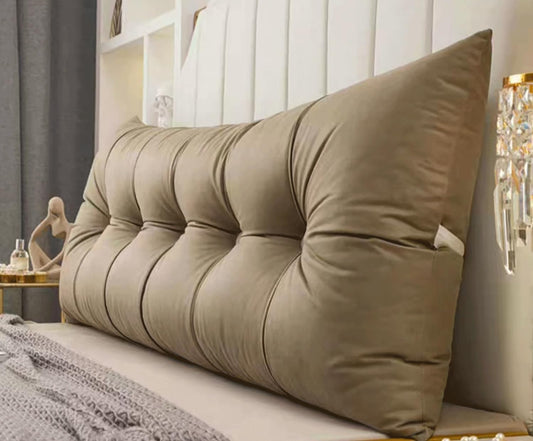 Large Ergonomics Backrest Wedge Headboard Cushion Reading Pillow Bed Back Support for Sitting Up in Bed Bolster(Size:120x55x18cm,Color:Brown)