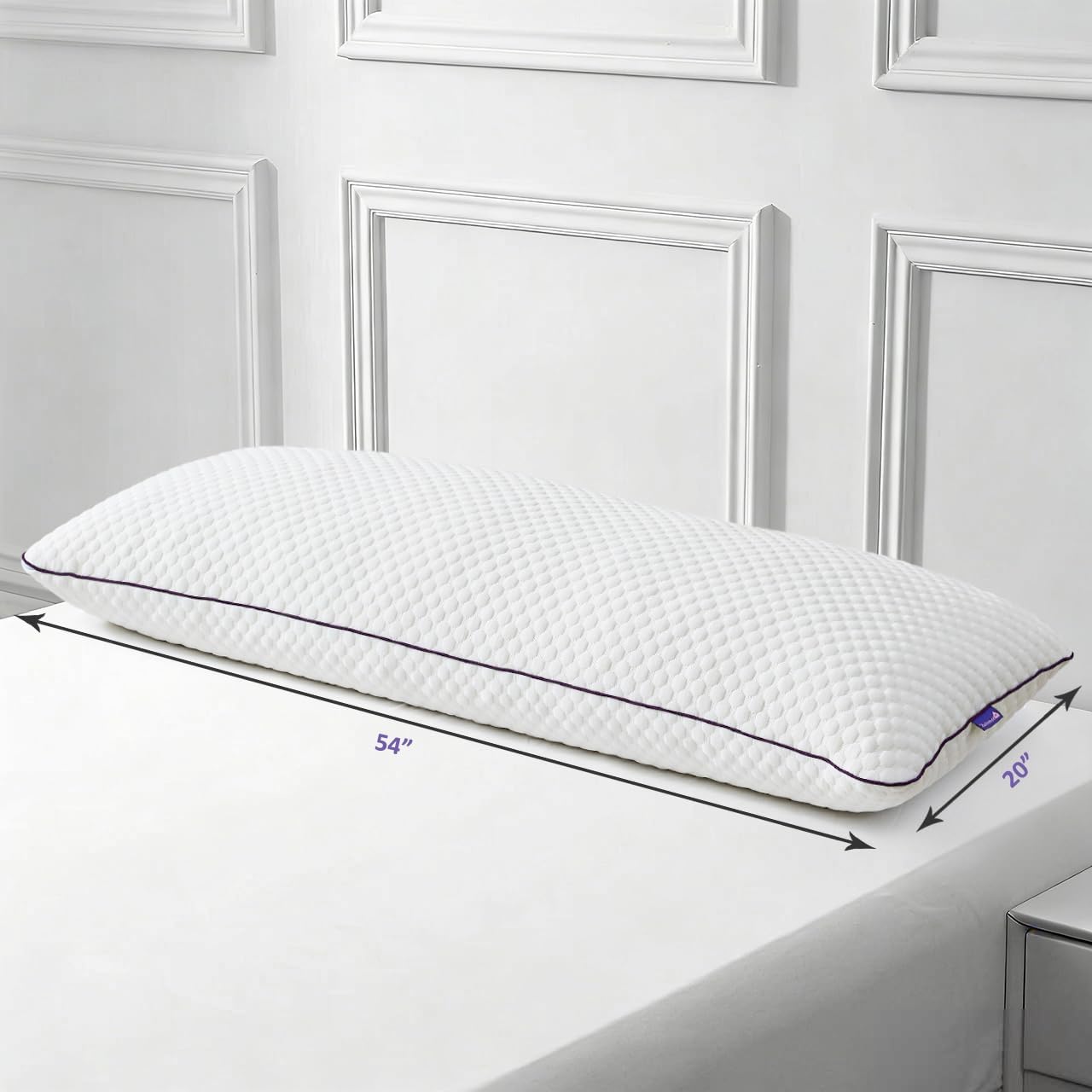HOMELAB Cooling Adjustable Body Pillow (20x54) with Bamboo Viscose Pillowcase Bundle, Full Body Support for Side Sleepers, Back, Hip & Knee Comfort, Shredded Memory Foam & Washable Cover