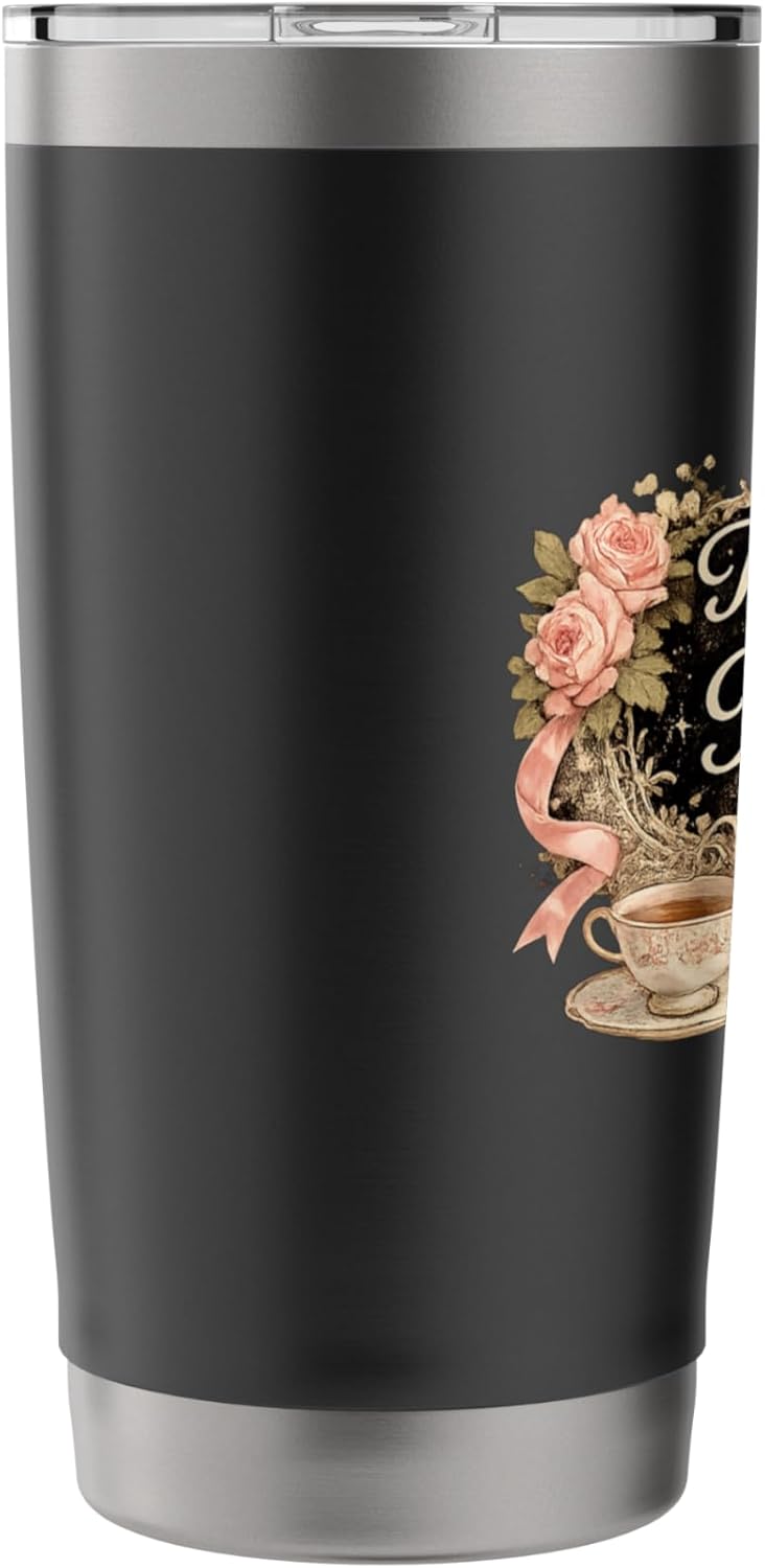 Too Pretty to Stop Reading Vintage Coquette Book Lover Bow Stainless Steel Insulated Tumbler
