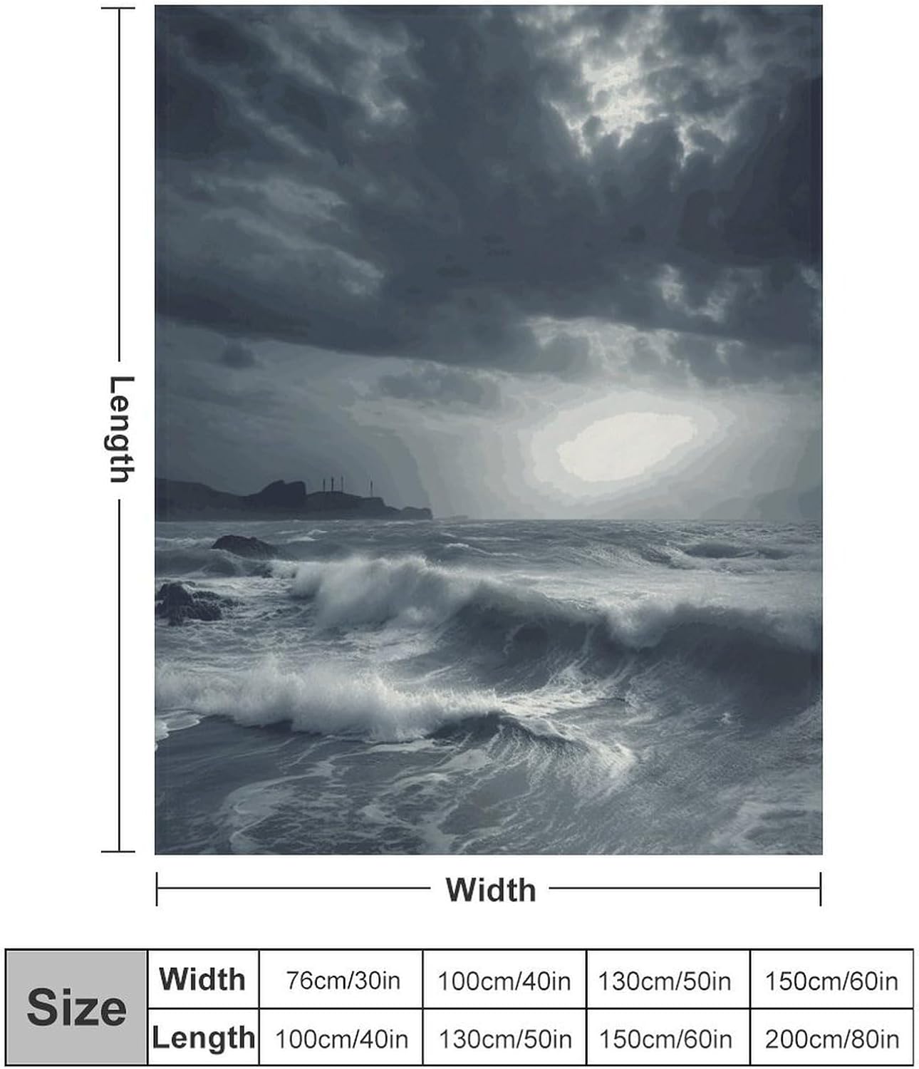 Stormy Sea Blanket Super Soft Lightweight Throw Blanket Cute Cozy Warm Bed Blanket Decorative Fuzzy Blanket All-Season Home Decor Gift for Sofa Couch Living Room 60"*80"（150 * 200cm）