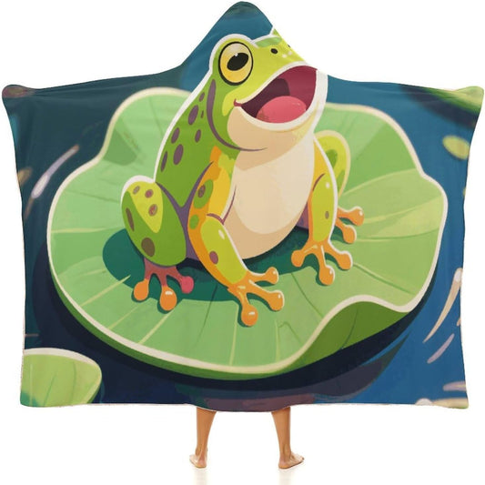 Frog in The Pond Wearable Hoodie Blanket for Women Men Fleece Blanket with Hood Oversized Warm Cozy Gifts