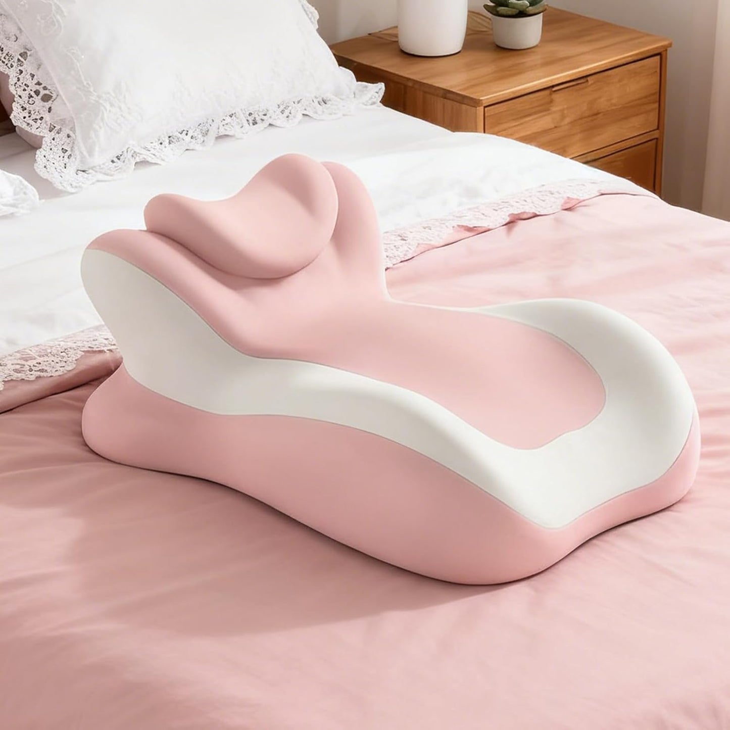 Bed Reading Pillow, Memory Foam Ergonomic Multi-Functional Cushion, Intimate Couples Pillow for Reading, Sitting, Sleeping, TV, Chair, Couch, Floor, Desk, Lounge, Travel, Yoga