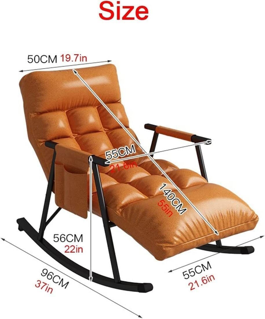 LSLYTQ Rocking Chair Lounge Sofa with Side Pockets - Adult Recliner Chair for Living Room/Bedroom, Lazy Chair Glider to Lie Down or Sleep Comfortably