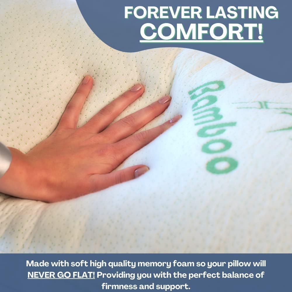 Body Pillow Bamboo Rayon - Side Sleeper, [Adjustable] Shredded Memory Foam Full Body Support Cooling Pillows, Ultra Soft Removable and Washable Hypoallergenic Cover with Zipper, Long Huggable Pillow