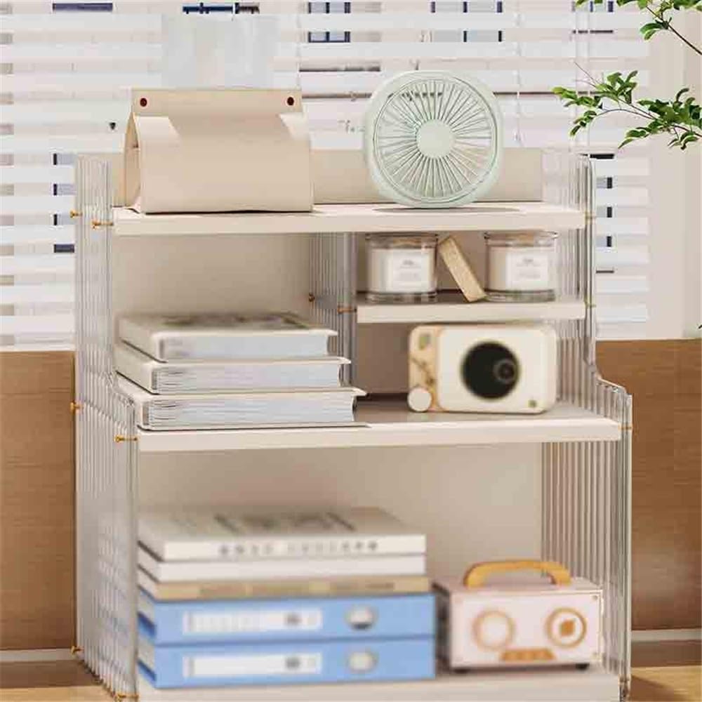 Floor-Standing Solid Wood Rotating Coat Rack，White Desktop Bookcase Floor Display Stand - Versatile Storage Rack with Plastic Baffles for Living Room, Office, or Study - Industrial Bookshelf