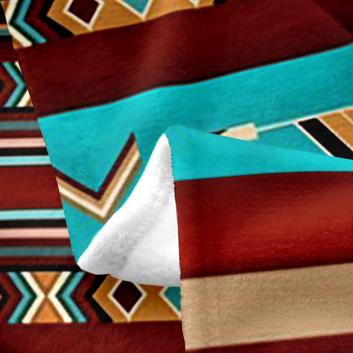 Aztec Throw Blanket Queen Size, Ethnic Tribal Arrow Flannel Fleece Blanket for Sofa Bed Couch, Southwestern Native Bohemian Sherpa Blanket, Western Star Fuzzy Blanket Geometric Bedroom Decor