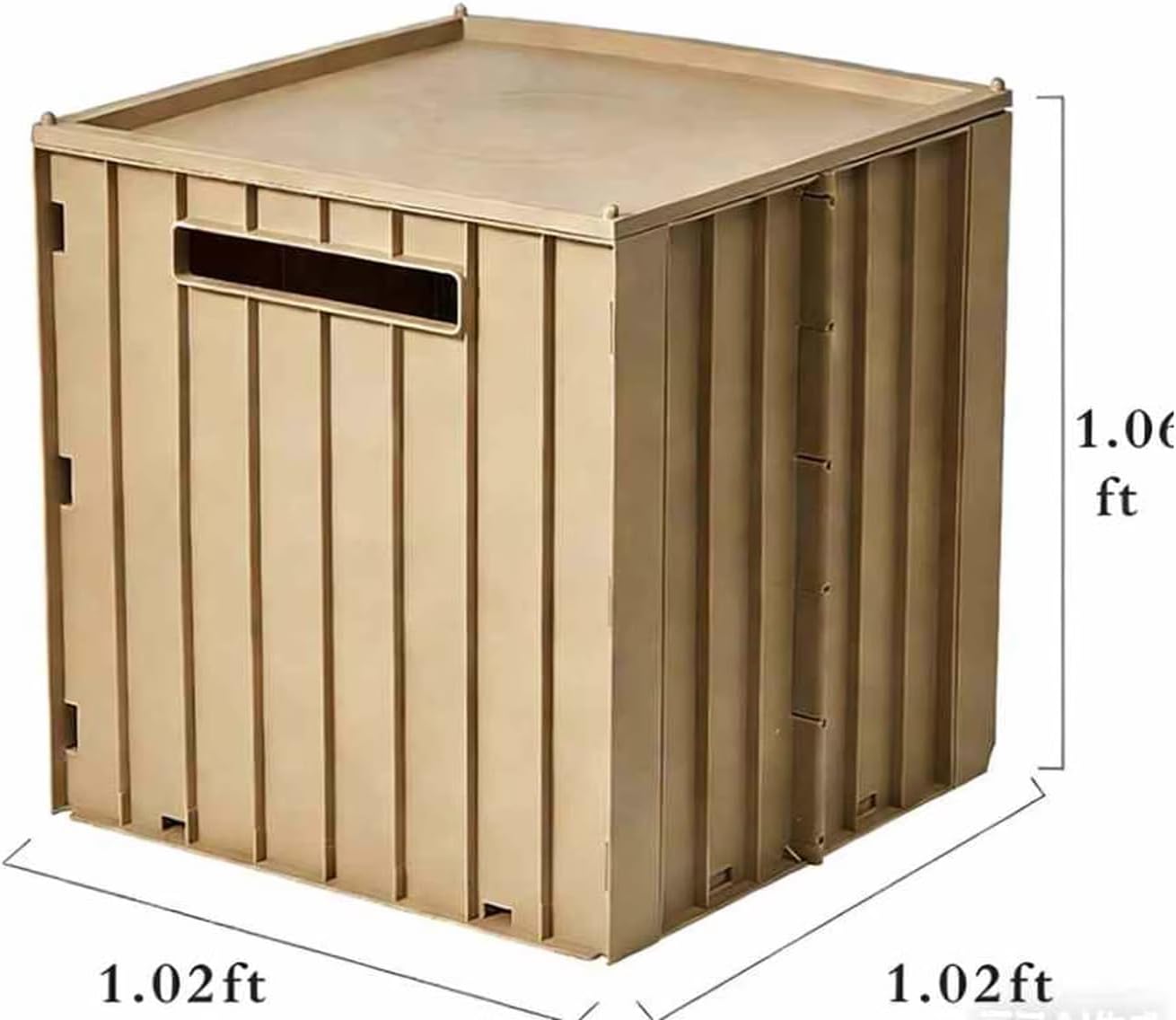 Collapsible Storage Box with Lid, Foldable Plastic Storage Bin, Stackable Space-Saving Storage Crate for Closet Bedroom Living Room Car Organization (Light Brown, 12.2 × 12.2 × 12.68 in)