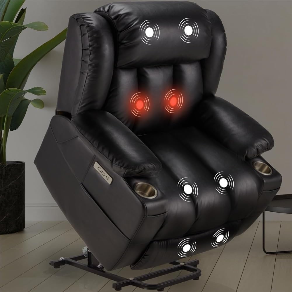 Electric Recliner Ideal with Massage and Adjustable Support for Elderly for Back and Legs Genuine Leather Lift Recliner Chair