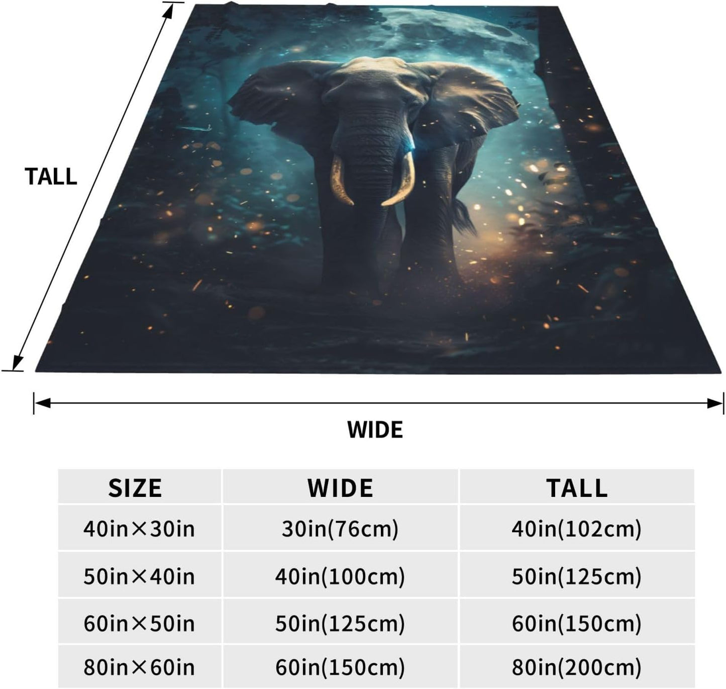 Elephant Blanket Gifts for Adults Women Kids, Flannel Elephant Throw Blankets for Bed Living Room Sofa Couch Traveling Camping, Soft Warm Lightweight Cozy Elephant Decor 50x60in