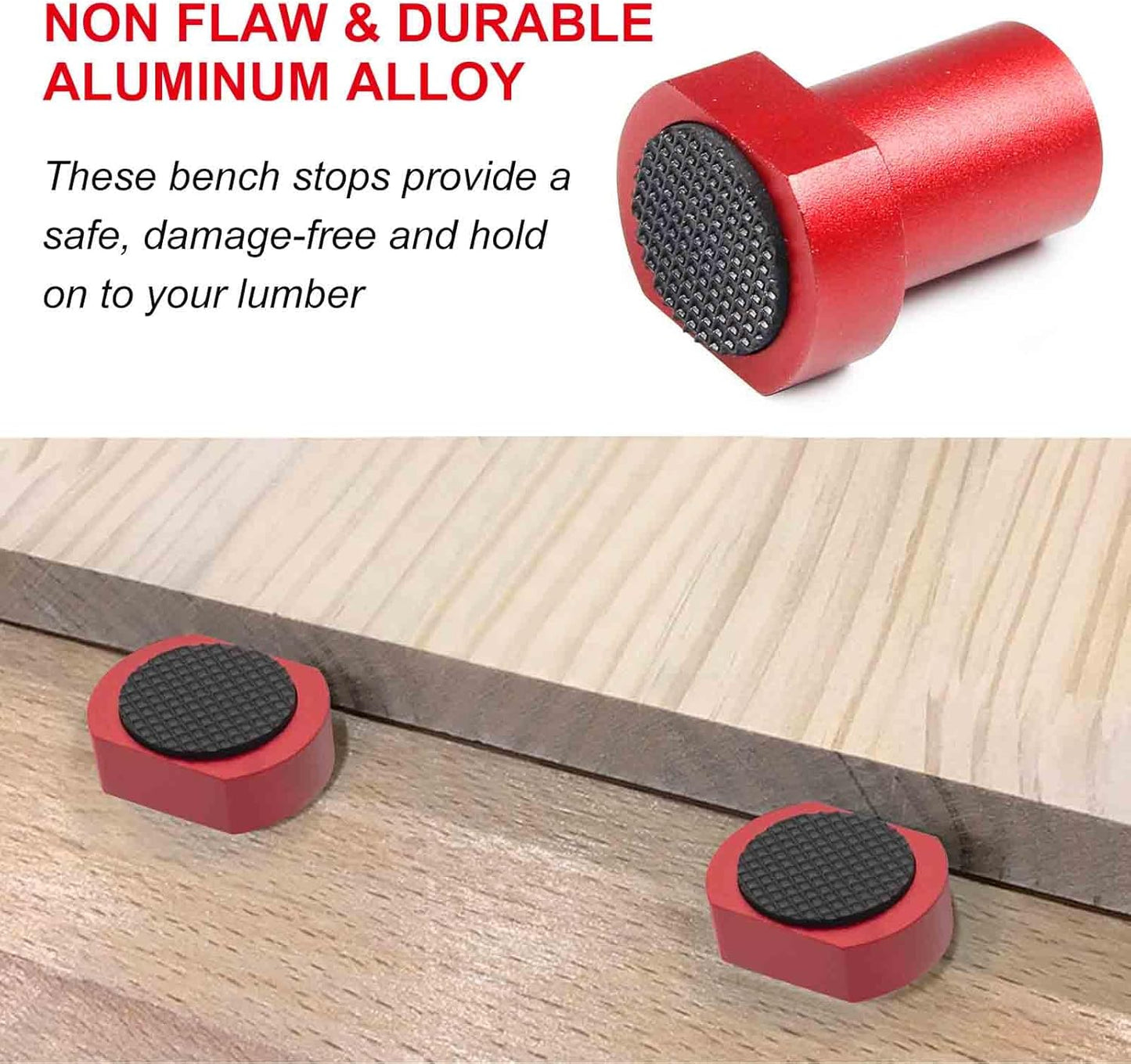 6 Pack Bench Dogs Bench Dog Clamp - Essential Accessories for 3/4 Inch (19mm) Workbench Dog Holes with Non-Slip Pads & Durable Aluminum Alloy MFT Stops