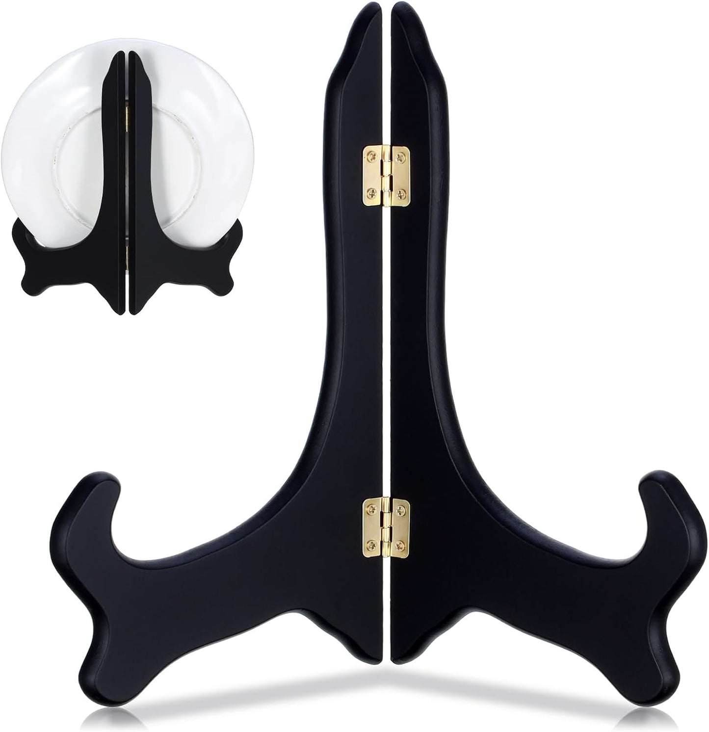 Small Plate Stand for Display 8 Inch Wooden Black Easel Plate Holder For Displaying Decorative Mini Easel Frame Picture Stands for Displays Book Dish Card Picture Cd