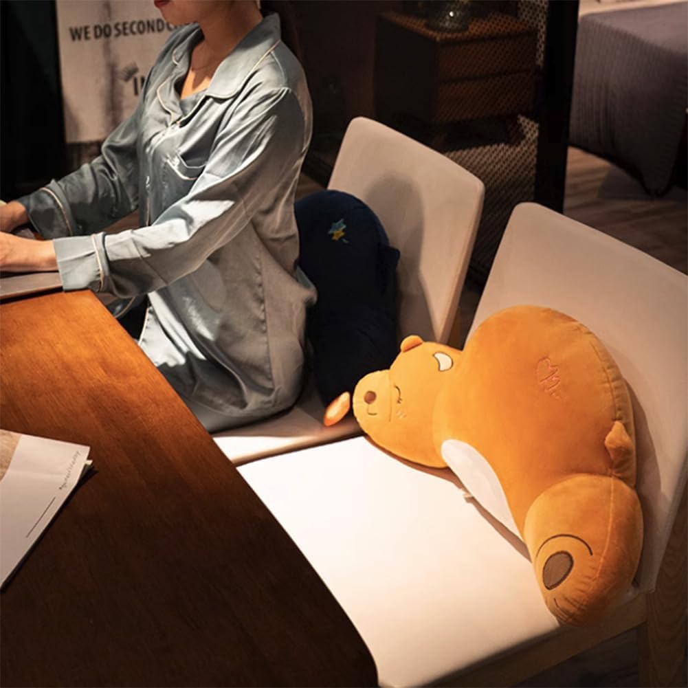 Tingting's Dream Cartoon Cute Chair Lumbar Support Pillow Office Waist Pillow Car Lumbar Back Cushion Sofa Bed Rest Reading Pillow (Cute Bear, 55×30CM/21.65"×11.8")