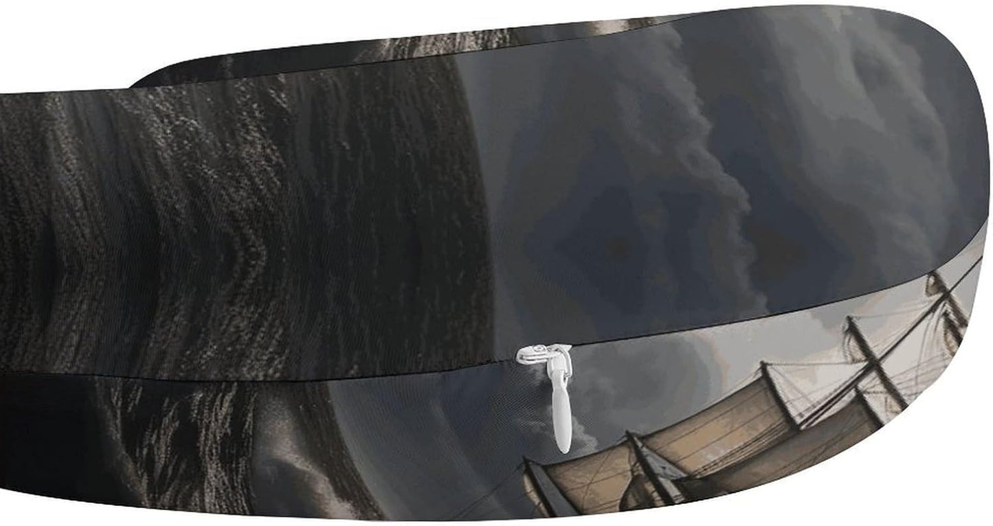Sailing Ship in Storm Neck Pillow Memory Foam U Shaped Pillows Portable Pillows for Shoulder Travel Head Support Pillow with Concealed Zipper for Airplane Car Home Office