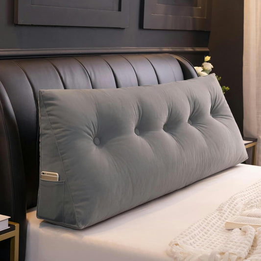 Solid Color Triangular Headboard Pillow, Reading Pillow Back Support Day Bed Lumbar Cushion for Home Dorm Day Bed with Removable Cover