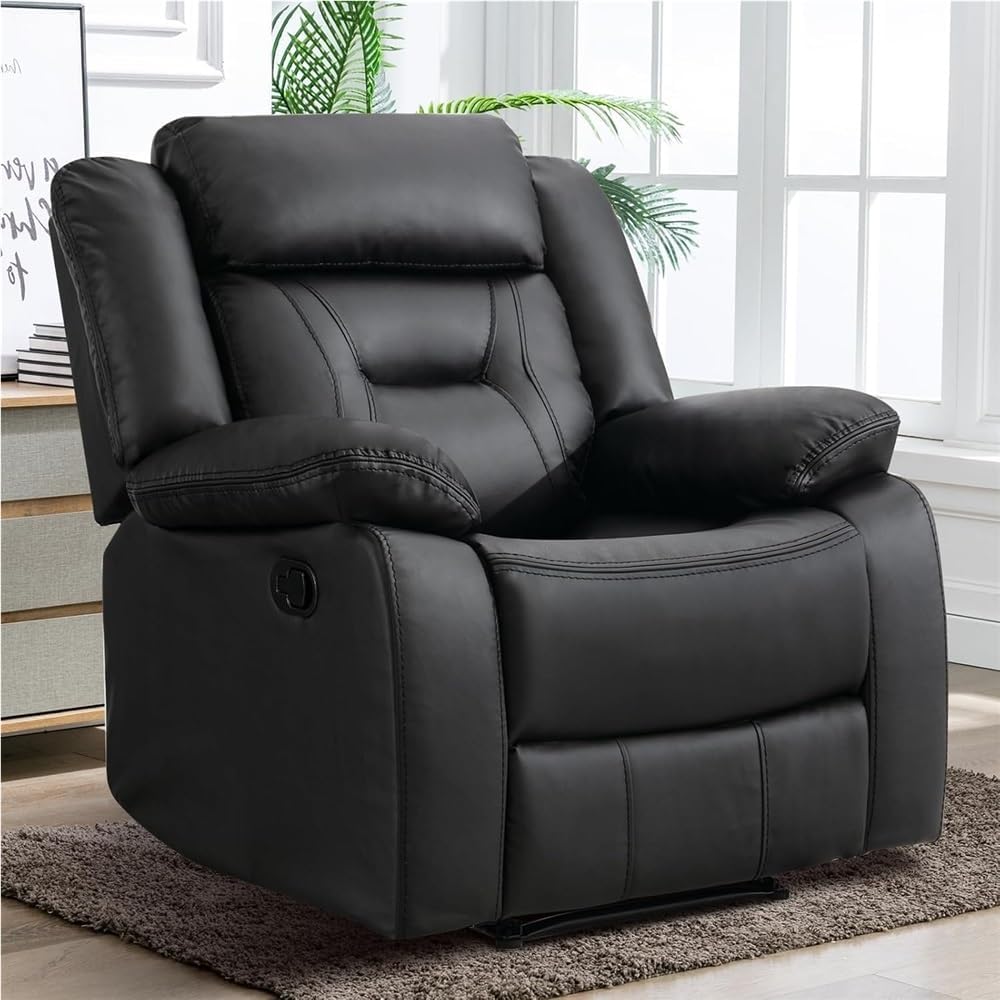 Power Recliner Chair Leather Single Reclining Sofa, Electric Reclining Chair for Living Room, Comfortable Home Theater Recliner Chair with Padded Seat Backrest