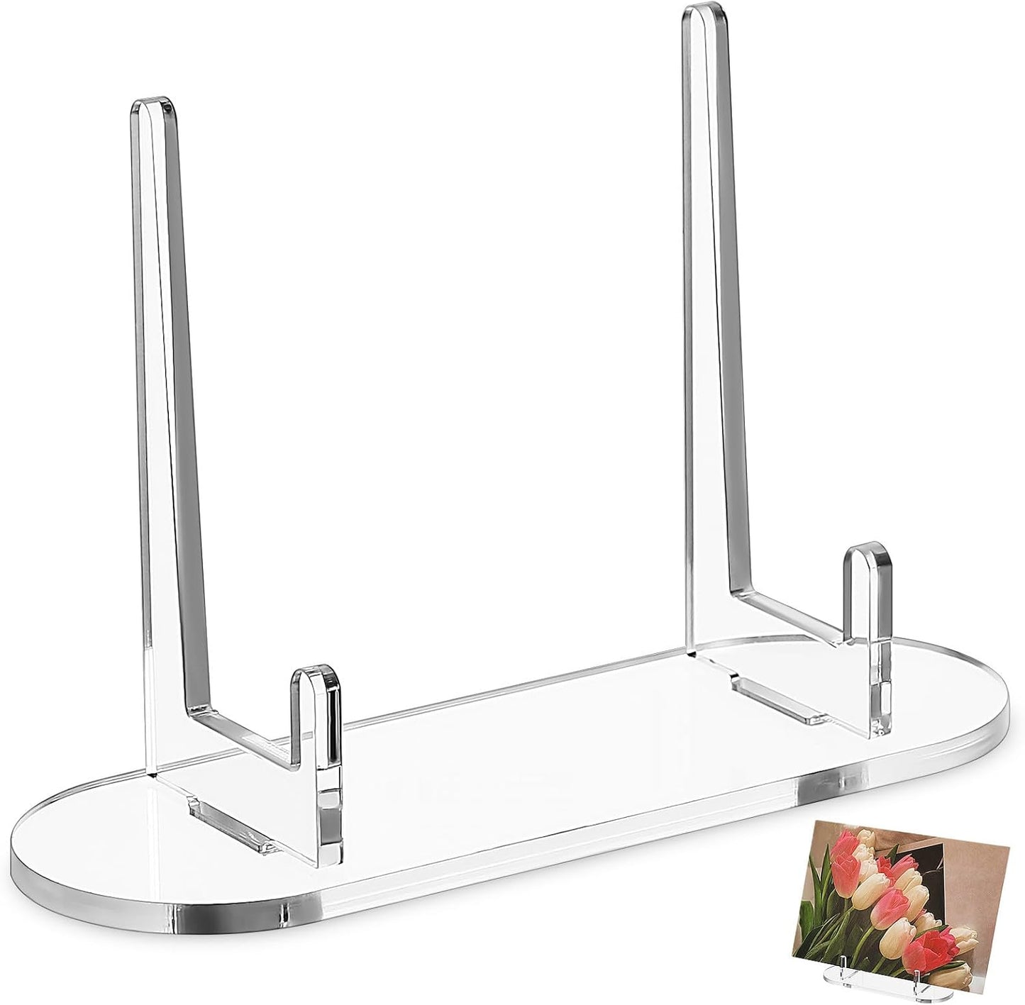 Cabilock Small Picture Display Stand, Clear Plate Holder Stand, Acrylic Easels Display Rack For for Weddings, Birthdays, Home Decoration, Tables Collections
