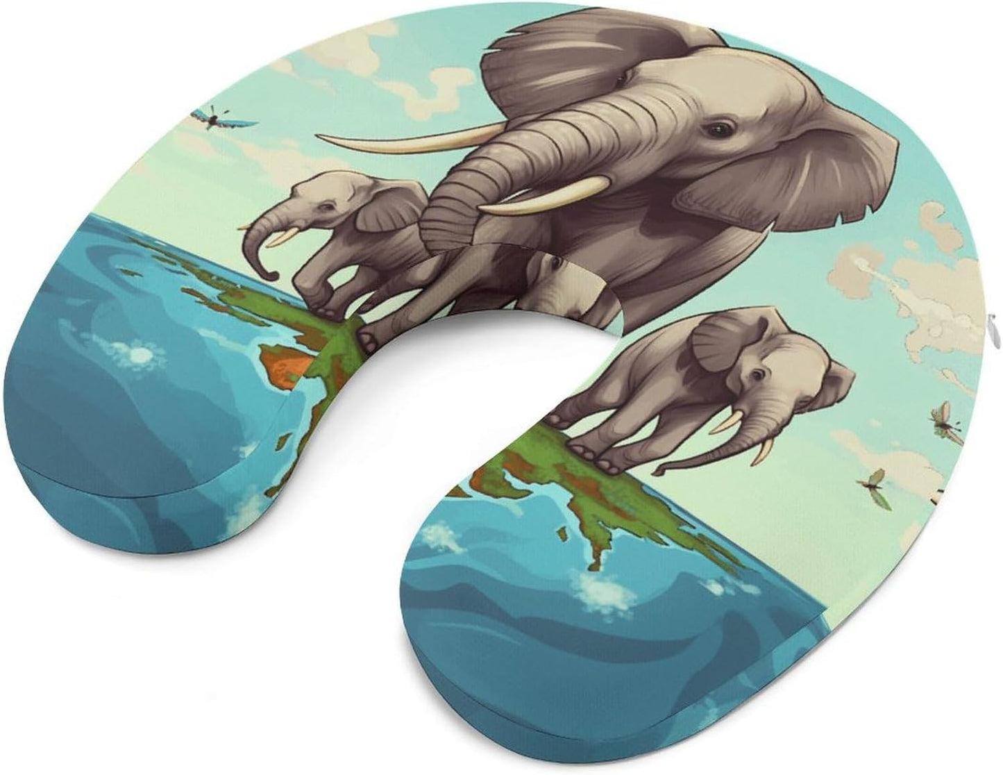 Elephants Neck Pillow Memory Foam U Shaped Pillows Portable Pillows for Shoulder Travel Head Support Pillow with Concealed Zipper for Airplane Car Home Office