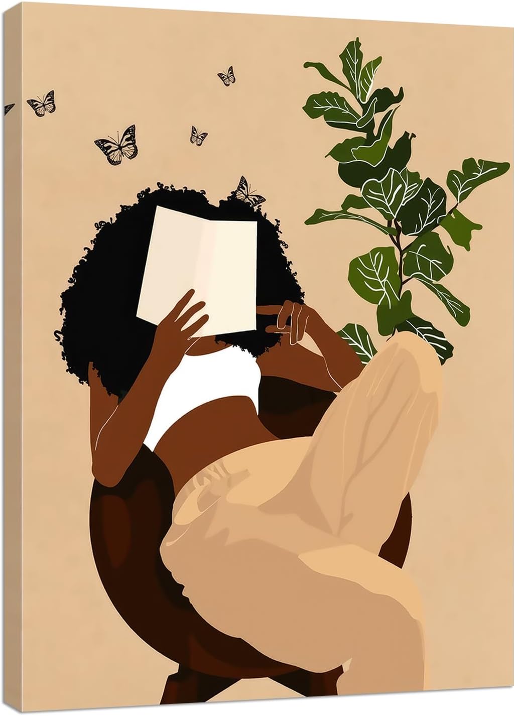African American Boho Wall Art, Black Women Art Framed, Book Lover Art, Black Girl Canvas Print, African American Canvas Art Wall Decor, Woman Reading Book Art, African American Girl Boho Posters