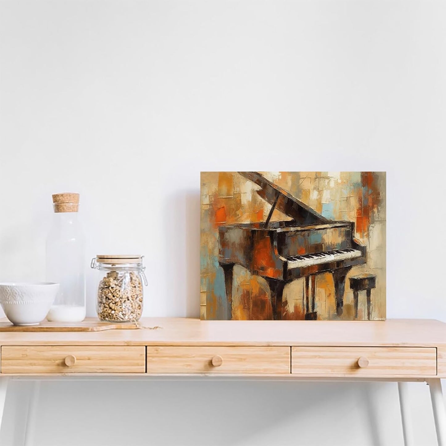 Piano Abstract Wall Art, Music Piano Wall Art, Music Framed Poster, Modern Art for Living Room Bedroom Ready to Hang Framed, 8x10inch