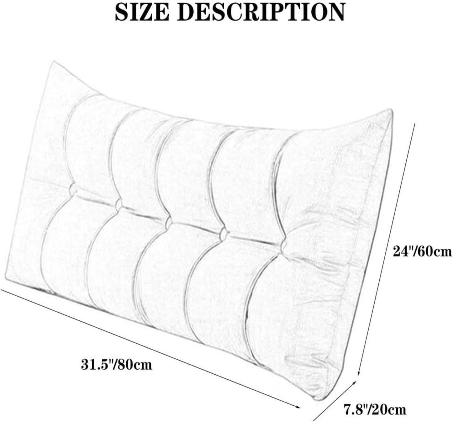 Solid Color Positioning Support Pillow for Reading in Bed,Bolster Lumbar Pillow,Wedge Headboard Pillow with Removable Cover(Size:80x20x60cm(31.5x7.8x23.6),Color:C)