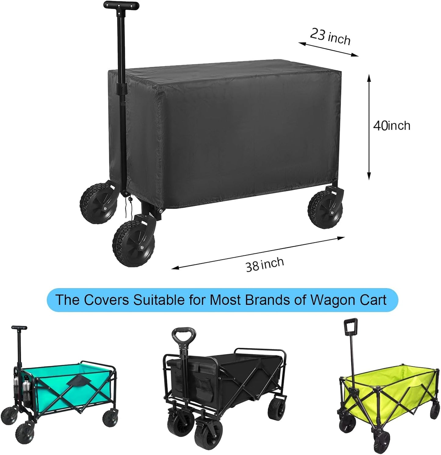 Wagon Cover,Wagon Covers Waterproof,Outdoor 600D Foldable Windproof Rain Collapsible Oxford Camping Transport Heavy-Duty Dustproof Accessories for Folding Canopy Trolley Cart (L:38''Lx23''Wx40''H)